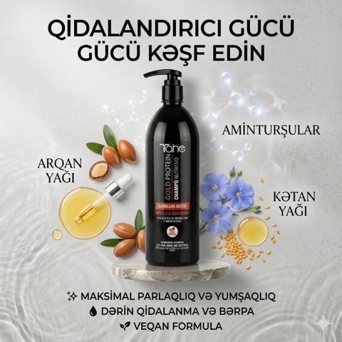 Şampun Tahe Gold Protein Shampoo Repair 1000 ml — Bakı