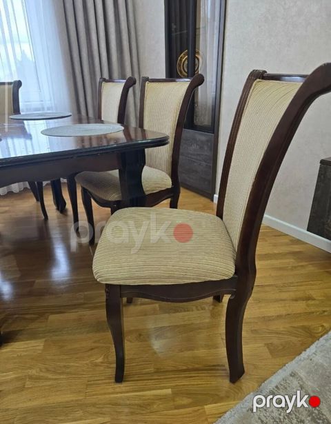 Klassik dizaynlı yemək otağı dəsti - Tərkib: 1 böyük düzbucaqlı masa — Bakı