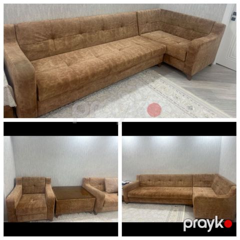 İşlənmiş, Künc divan, 2 kreslo, Bazalı, Açılan — Bakı