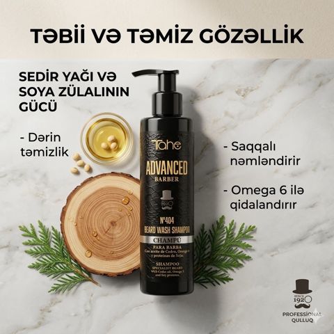 Saqqal şampunu Tahe Advanced Barber Shampoo No.404 sulfatsız 200 ml — Bakı
