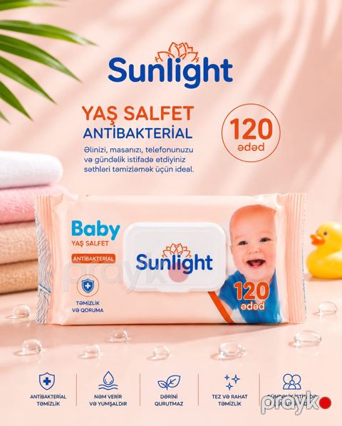 Uşaq nəm salfeti Sunlight Yenidoğulmuş və uşaqlar üçün 120 əd — Bakı