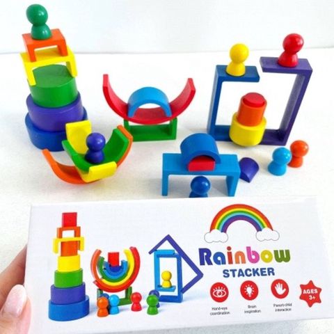 Piramida Rainbow Stacker, taxta, rəngbərəng, 3+ yaş — Bakı