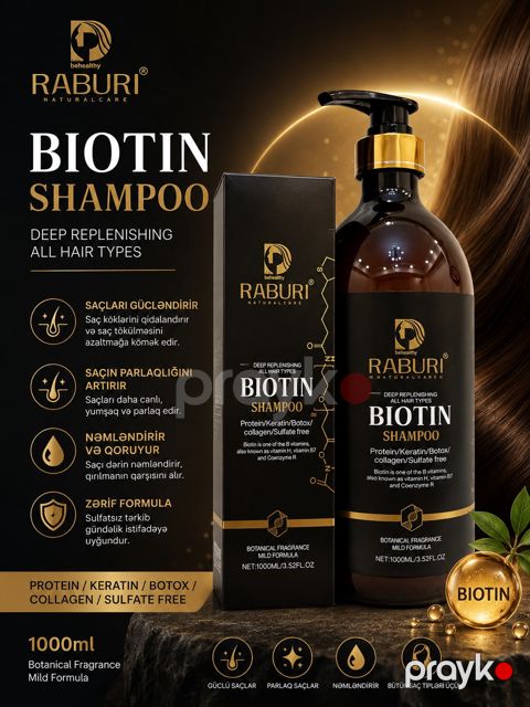 Şampun Raburi Natural Сare Biotin 1000 ml — Bakı