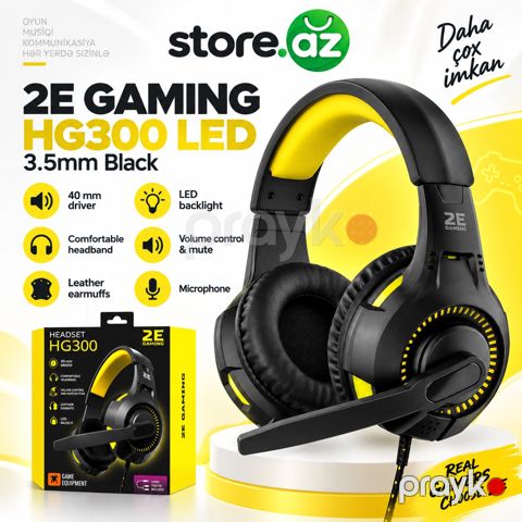 2E Gamıng Headset HG300 LED 3.5mm Black — Bakı