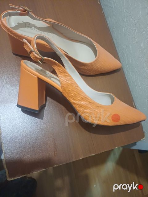 Narıncı rəngli xanım ayaqqabısı – açıq dabanlı slingback model — Sumqayıt