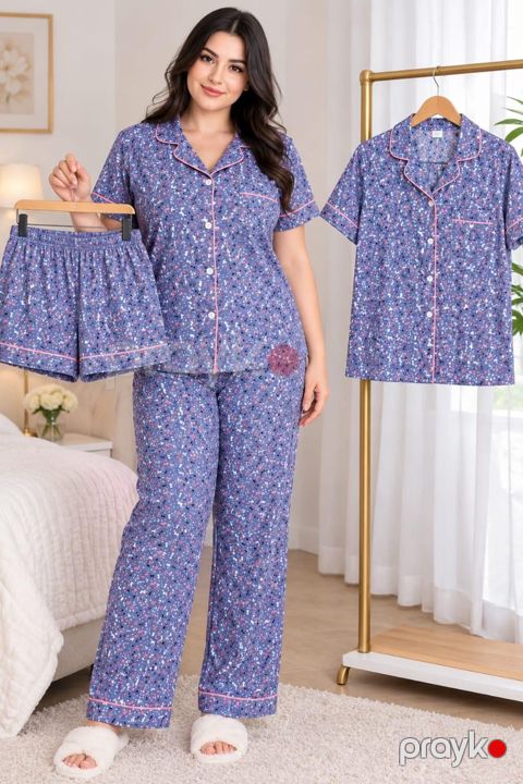 Şalvarlı və şortlu pijama dəsti, rəngbərəng, poliester, ölçü M/L — Bakı