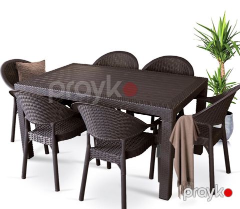 Bağ üçün mebel dəsti Capissi Bambu Pro, dəmir/metal/plastik, 6 yerli — Bakı