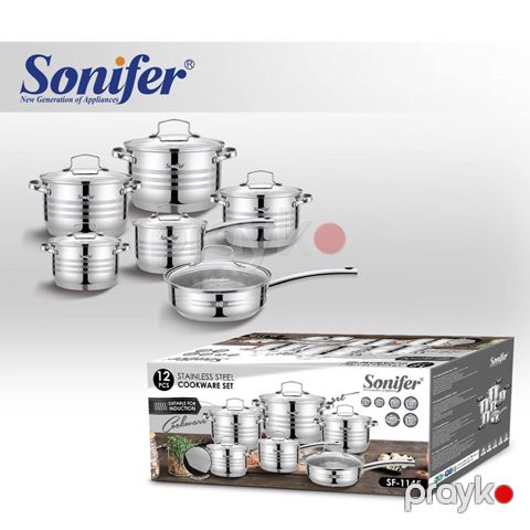 Sonifer 6-lı Qazan və Tava seti (12 hissəli Çoxfunksiyalı Polad Set) — Bakı