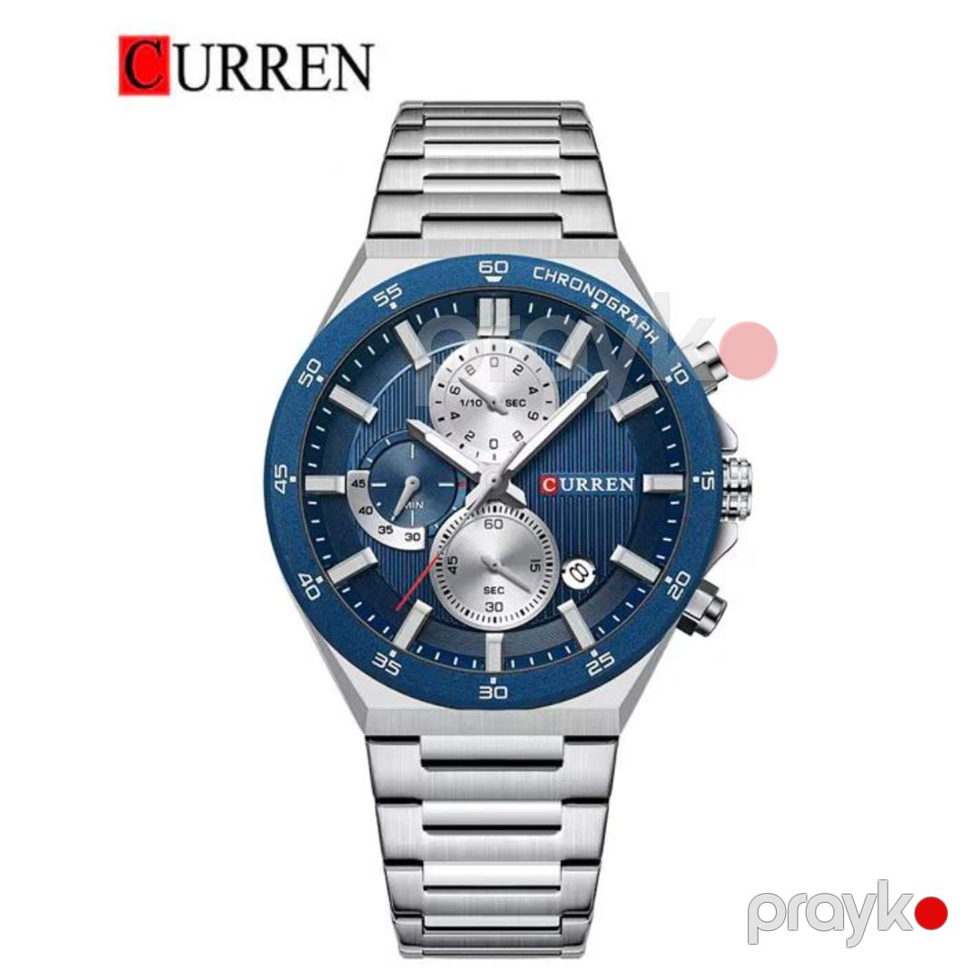 Kişi qol saatı Curren CN 8481 Silver/Blue — Mallar, Bakı (2)