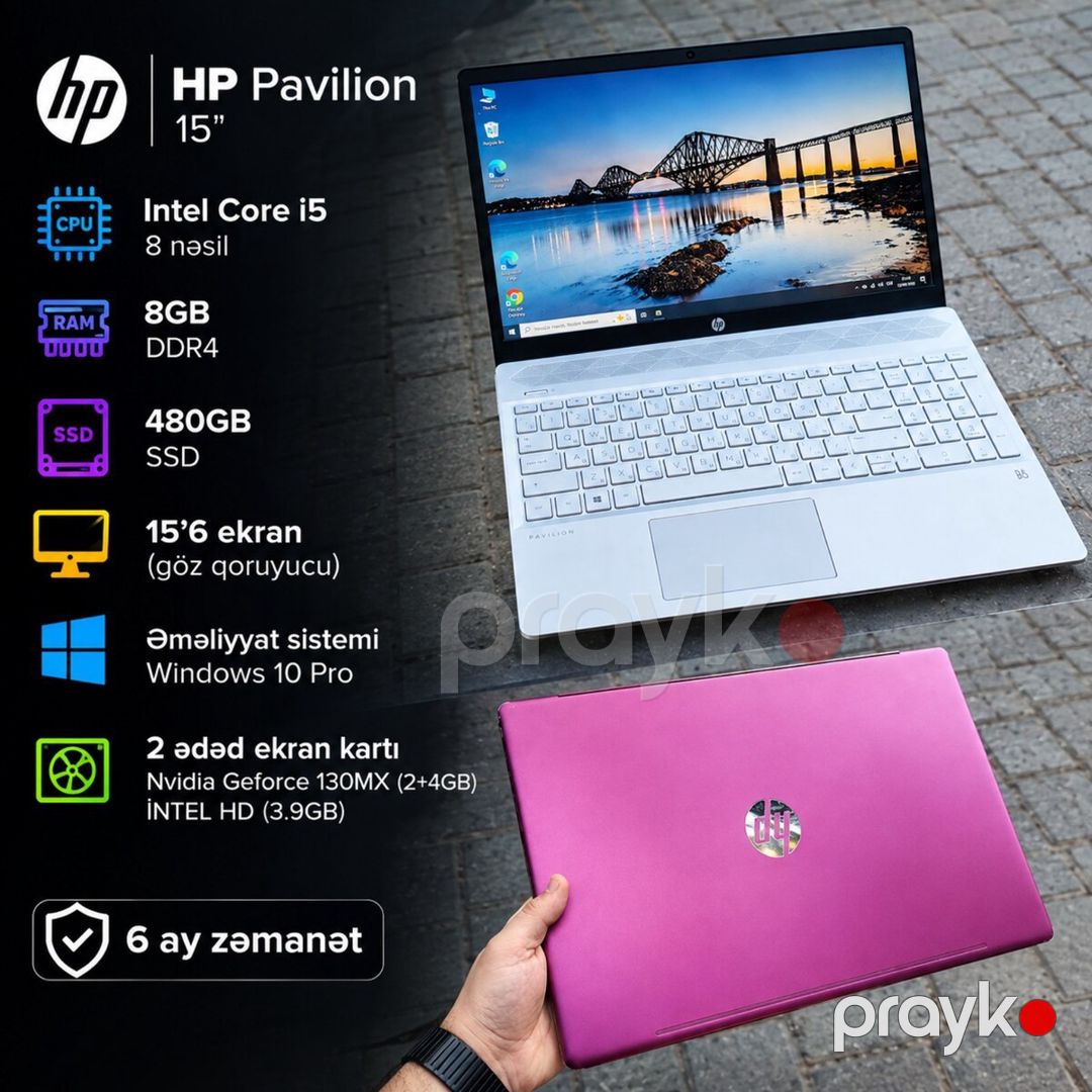 Noutbuk HP, Core i5-8 nəsil/SSD 480GB/Ram 8GDDR — Noutbuklar, Bakı (2)