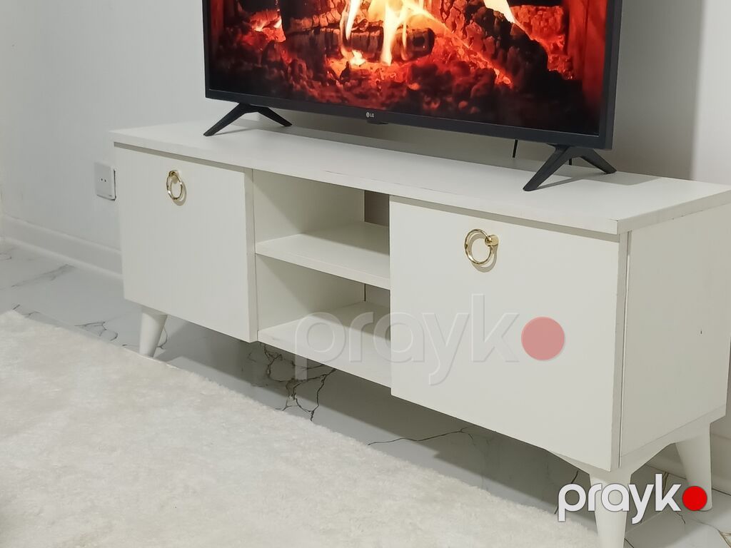Mebel: Ağ rəngdə TV stendi (TV altlığı) - Minimalist dizayn, müasir — Televizor altlıqları və standlar, Mehdiabad (3)