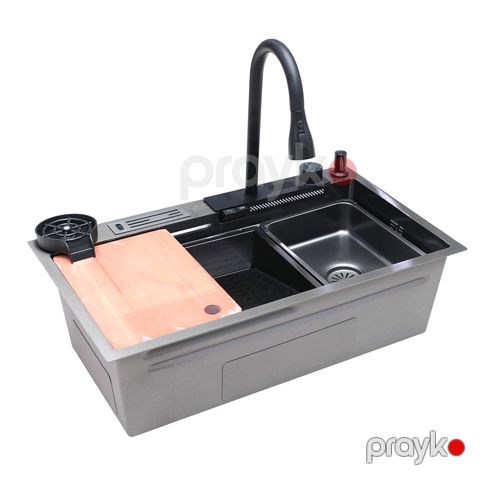 Mətbəx çanağı LS-7845FBB-2 SS201 3.0+0.8 780x450x220 qara — Bakı