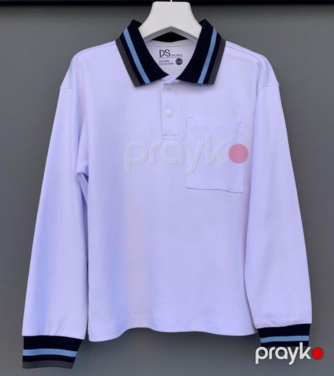 Uniseks məktəbli uzunqol polo 71702Z, ağ, pambıq, ölçü 12 yaş — Bakı