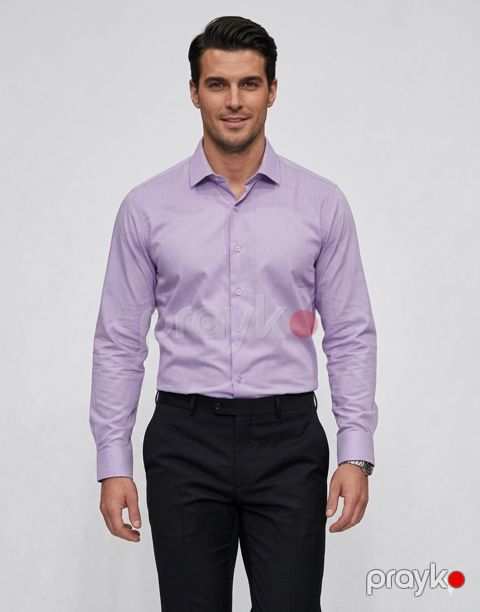 Kişilər üçün uzunqol köynək 2416050, bənövşəyi, satin, ölçü M — Bakı