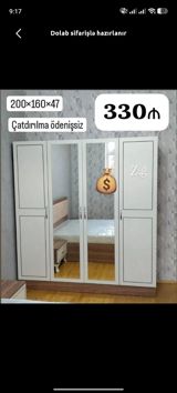 Düz dolab, Yataq otağı üçün, Paltar üçün, Açılan, Korpuslu, 4 qapılı — Mebel evim — Wardrobes