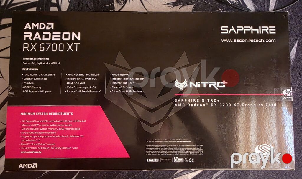 Videokart Sapphire Radeon RX 6700 XT, 12 GB, İşlənmiş — Qrafik kartlar, Bakı (5)