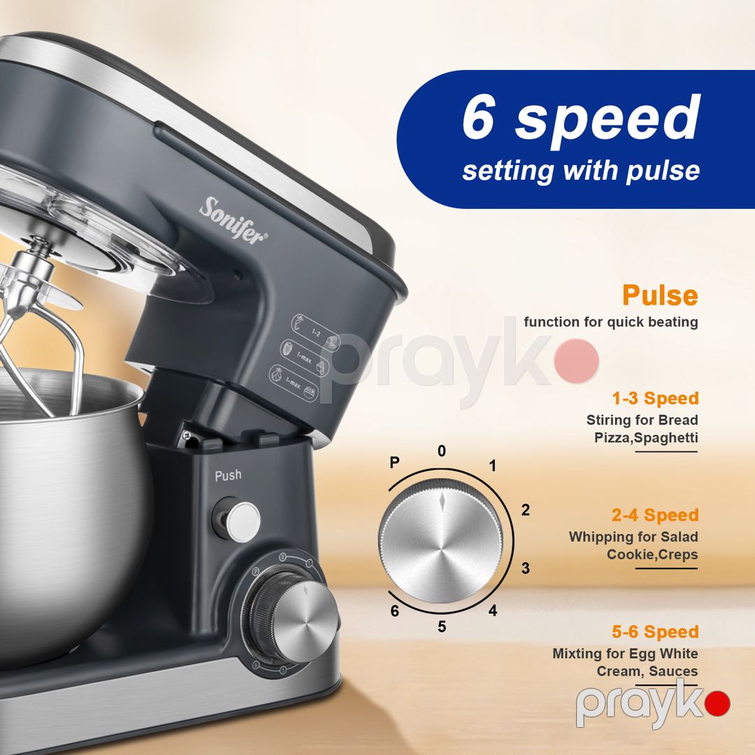 Sonifer SF-8166 Peşəkar Stand Mikser – 1200W, 5L Paslanmaz Polad Qablı — Blenderlər, xırdalayanlar və mikserlər, Bakı (4)
