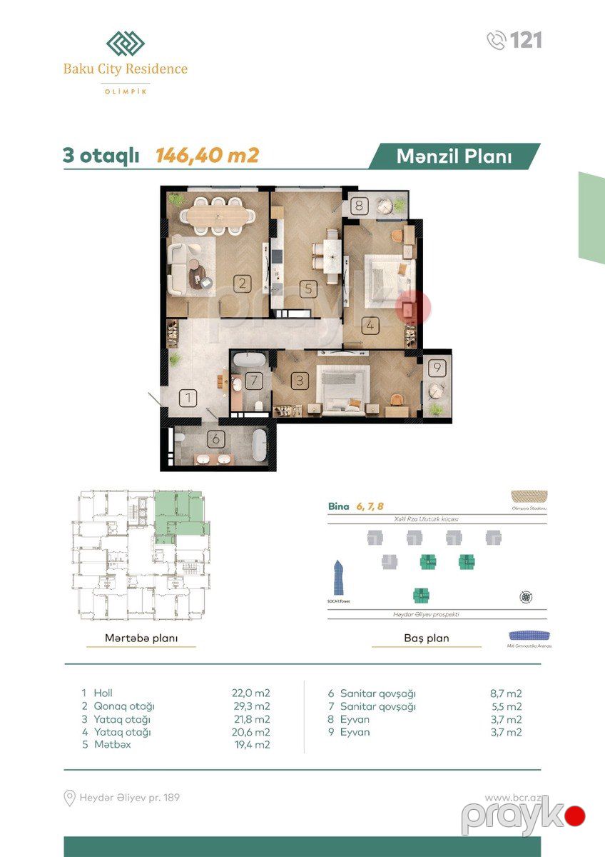 Satılır 3 otaqlı yeni tikili 146.4 m² — Mənzil, Bakı (4)
