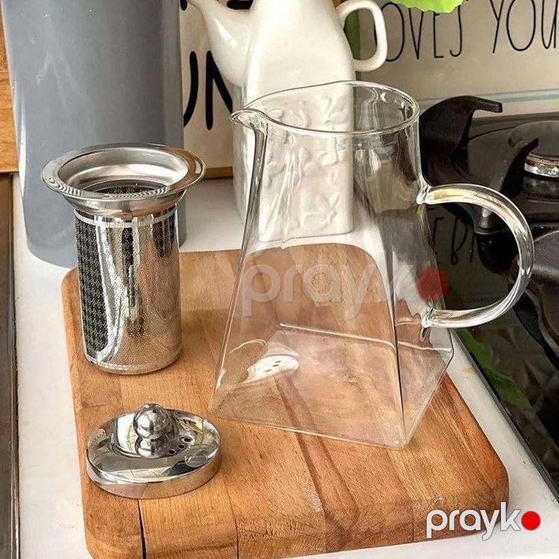 Paslanmaz Polad Dəmləyicili Modern Şüşə Çaynik 900ml — Elektrik çaydanları və termoslar, Bakı (6)