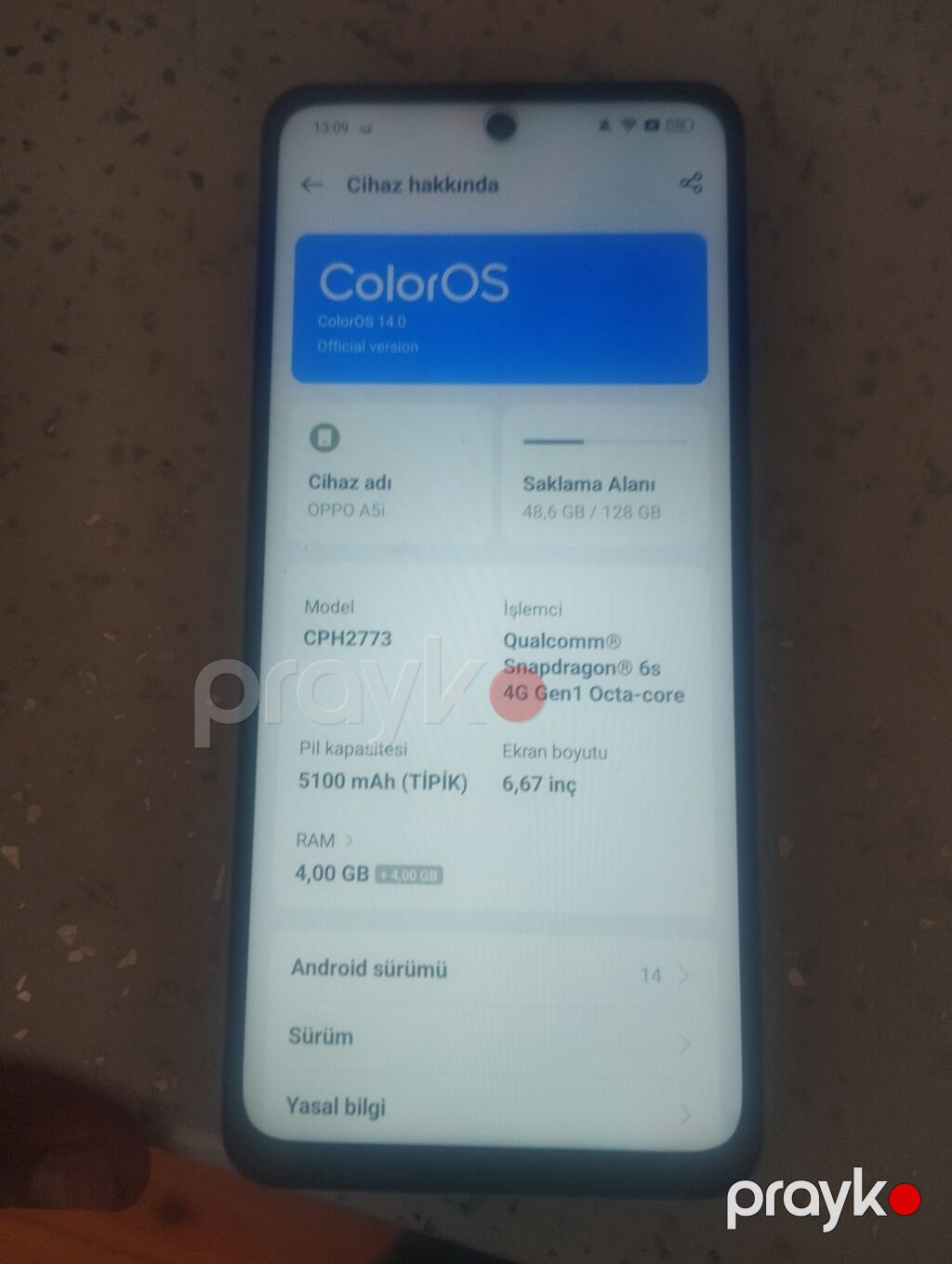 Oppo 128 GB, rəng - Bənövşəyi, Barmaq izi — OPPO, Mehdiabad (2)