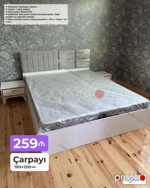 Məhsul: Çarpayı + matras Ölçü: - 160×200 sm Xüsusiyyətlər — Bakı