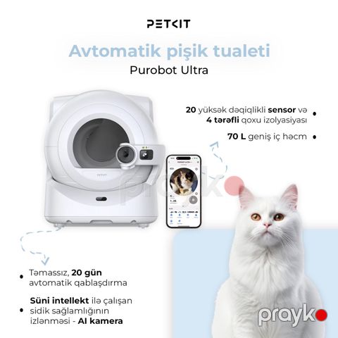 Pişiklər üçün ağıllı tualet-evcik Petkit Purobot Ultra-EU — Bakı