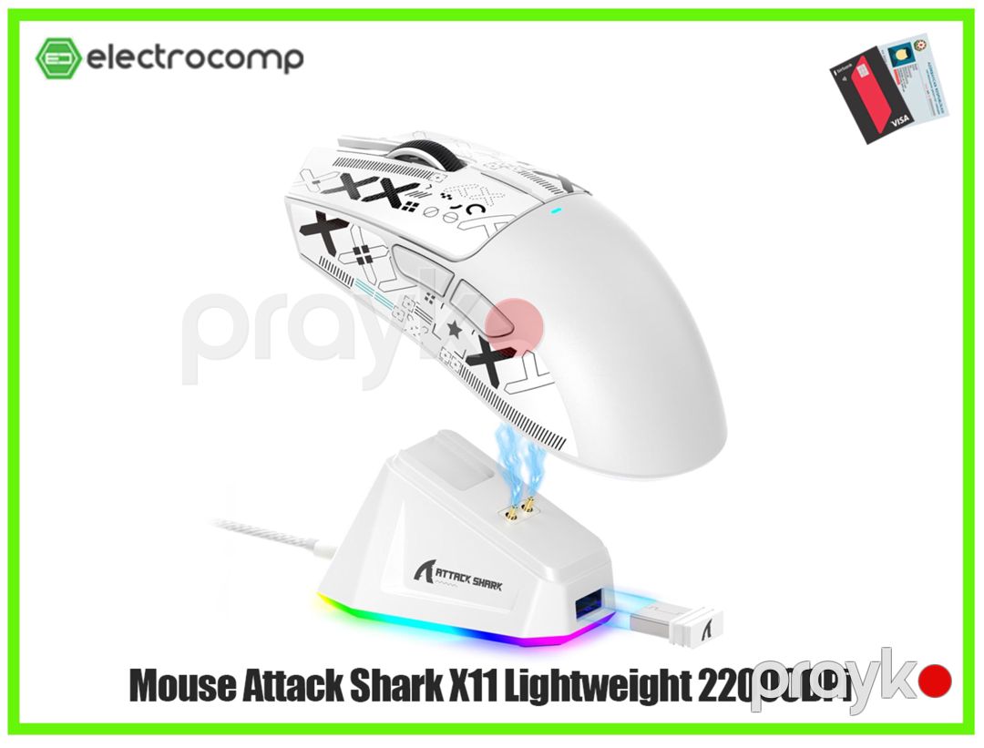 Mouse Attack Shark X11 Lightweight PAW3311 Wireless/BT white — Periferik cihazlar, Bakı (3)