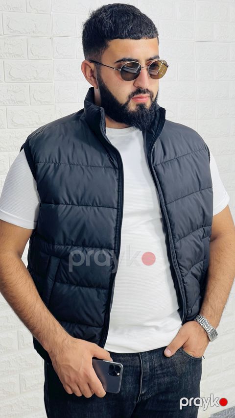 Kişilər üçün qalın jilet 1432-06250, qara, polyester, ölçü XXL — Bakı