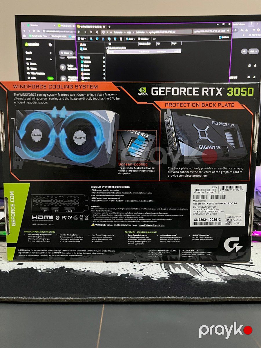 Gigabyte GeForce RTX 3050 windforce OC 8G — Kompüterlər və noutbuklar, Bakı (2)