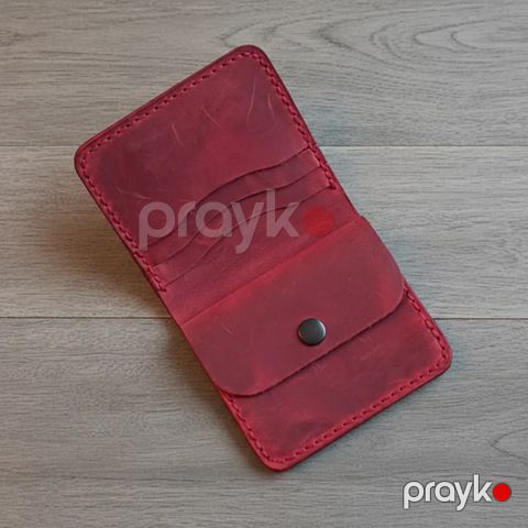 Pul kisəsi Fabrika1972 Caspian Breeze CB-003, tünd qırmızı, təbii dəri, 10.5x9.5 sm — Bakı
