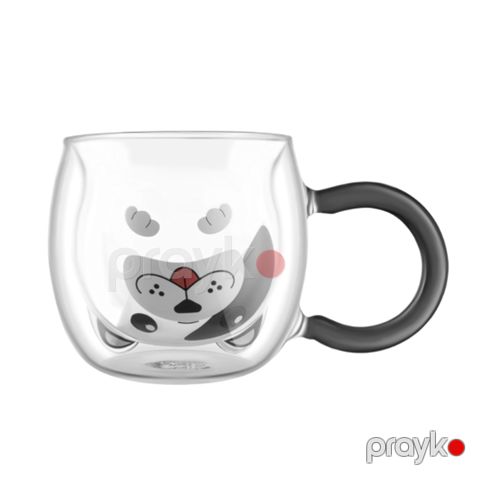Fincan Ardesto Animals AR2628BD, borosilikat şüşə, şəffaf, 280 ml, 2 əd — Bakı