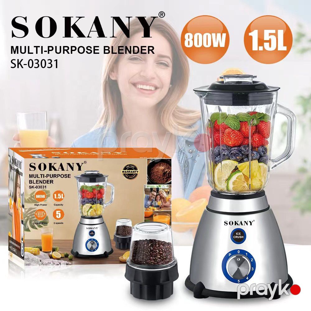 Sokany SK-03031 Professional Blender 800W – 5 Sürətli, Smoothie və Meyvə Şirəsi üçün — Blenderlər, xırdalayanlar və mikserlər, Bakı (3)