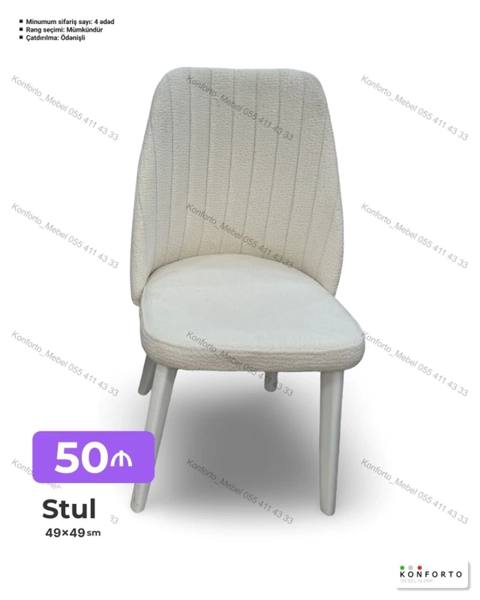 Stul – 49×49 sm - Yumşaq, zolaqlı teksturaya malik bel hissəsi və — Орындықтар