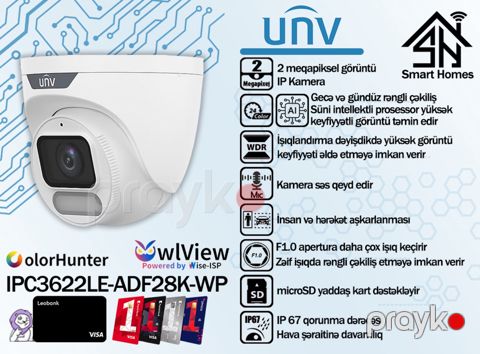 Uniview Owlview IP kamerası IPC3622LE-ADF28K-WP — Bakı