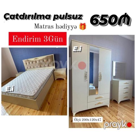 Yataq otağı dəsti – 650₼ Paketə daxildir: - Yataq (başlığı dekorativ — Bakı