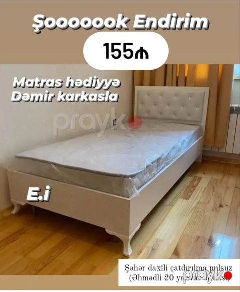 Şok endirimli tək nəfərlik çarpayı - Qiymət: 155 (şəkildə — Bakı