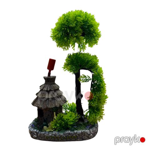 Ağac və daxma akvarium üçün AF03, plastik, 25 sm — Bakı