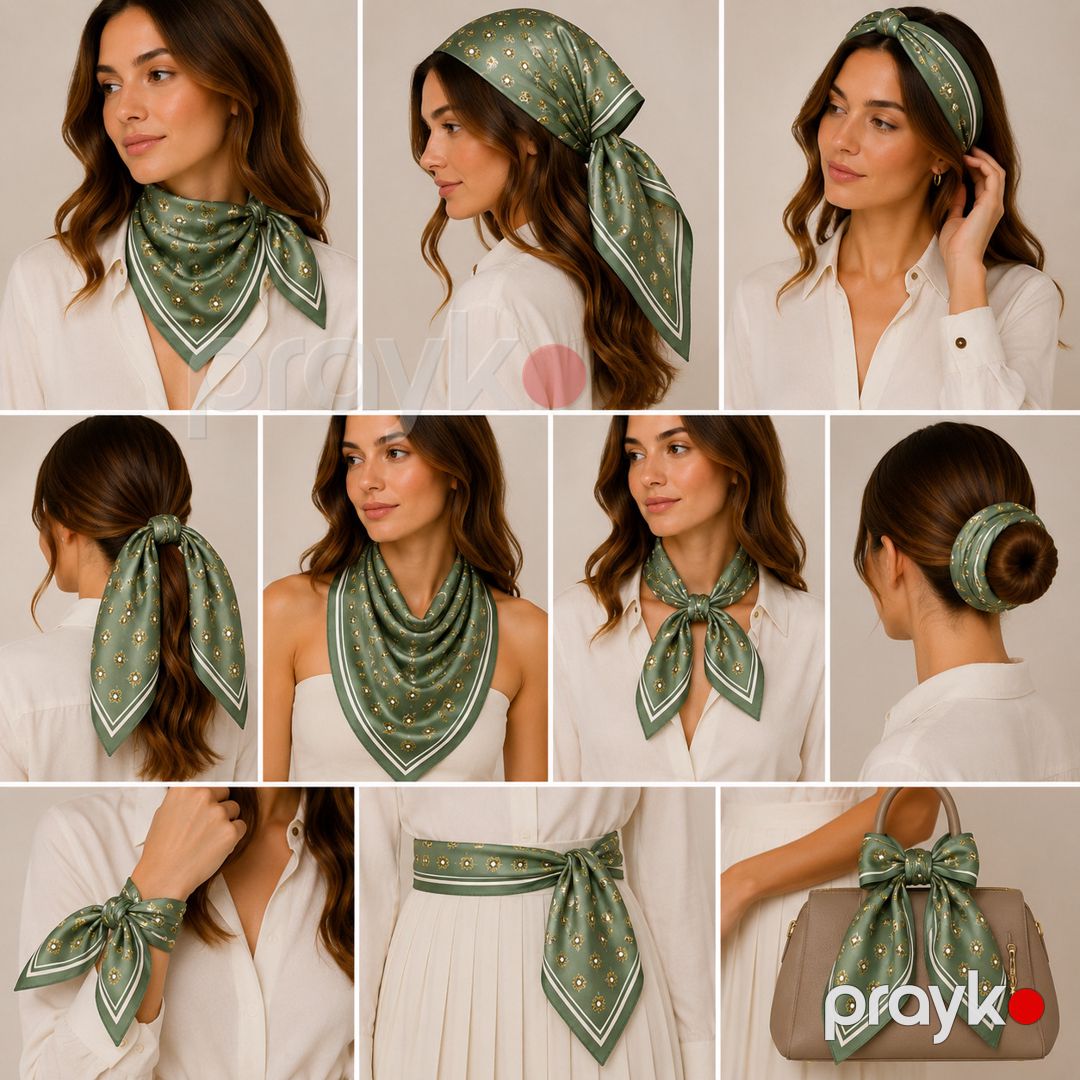 Qadınlar üçün yaylıq 0133, yaşıl, parça, 45x45 sm — Mallar, Bakı (2)