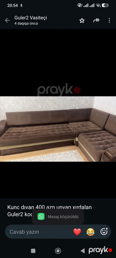 Kunc dıvan 400 azn unvan xırdalan Guler2 kod 4590 — Bakı