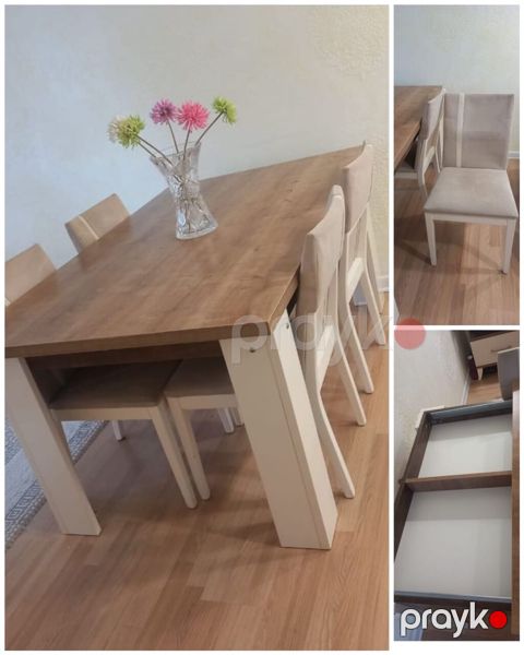 Qonaq otağı üçün, İşlənmiş, Açılan, Kvadrat masa, 6 stul — Bakı