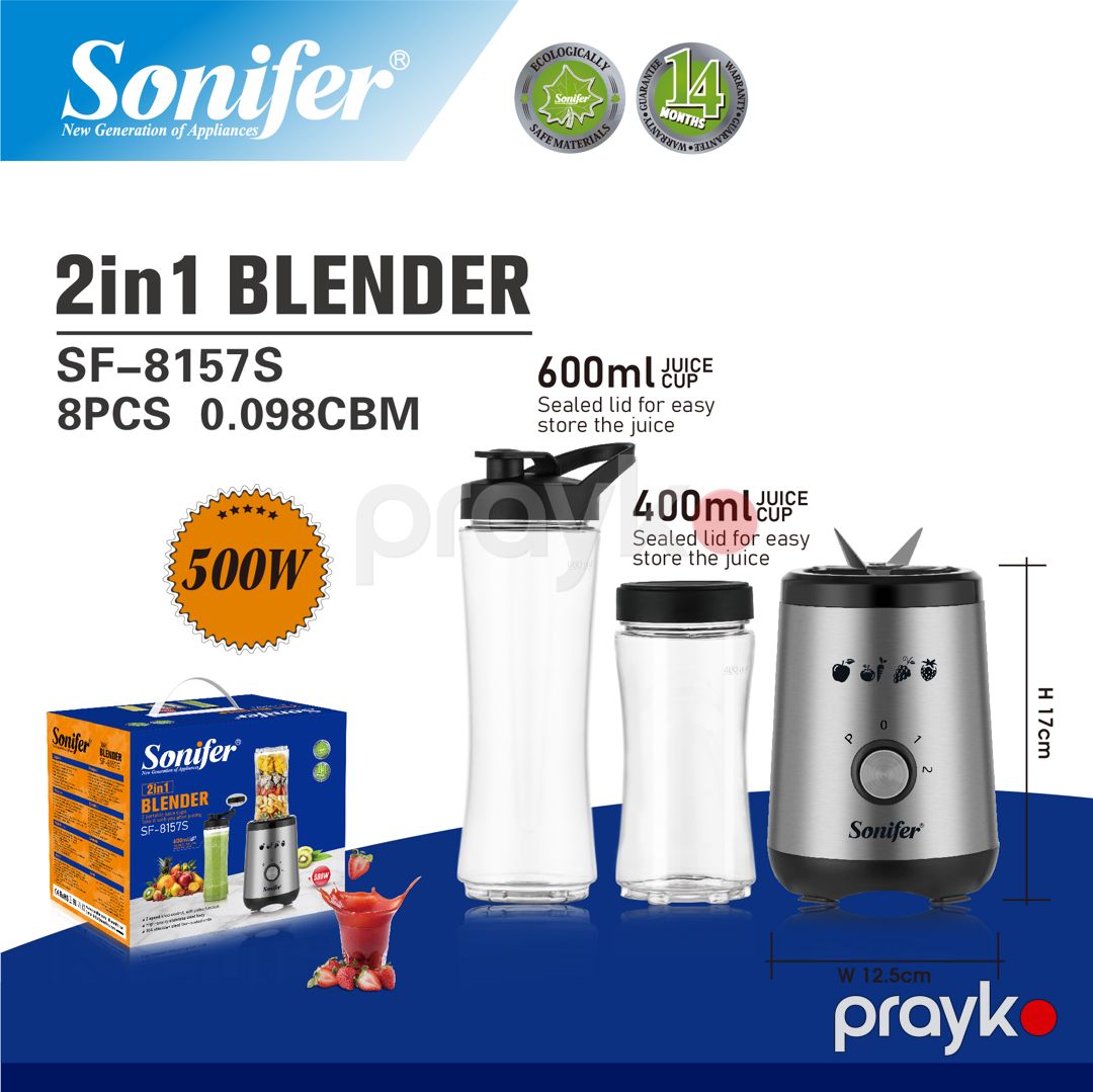 Sonifer SF-8157 — 500W 2-si 1-də Blender və Qida Prosessoru — Blenderlər, xırdalayanlar və mikserlər, Bakı (5)