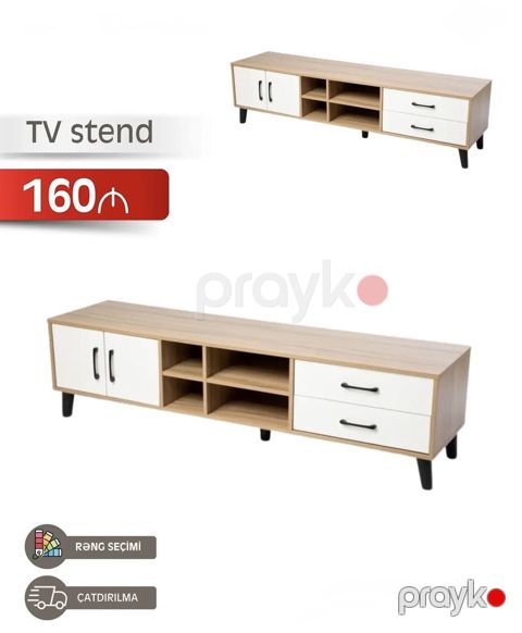TV stend - Ölçü: təqribi 160 sm uzunluq (şəkildə “160” qeyd olunub) — Bakı