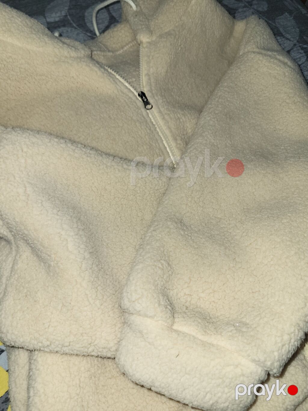 Bej rəngli flis kapşonlu kardiqan/sviter - Material: yumşaq, isti — Coqlar və zaqetlər, Bakı (3)
