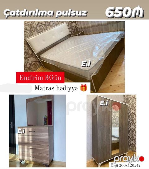 Yataq otağı dəsti - Qiymət: 650₼ - Çatdırılma pulsuz - Endirim 3 gün — Bakı