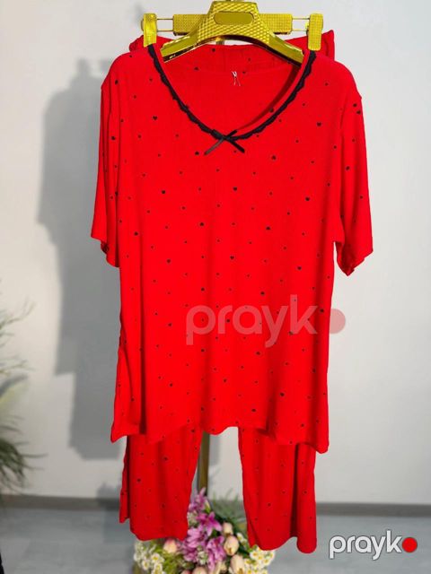 Şalvarlı pijama dəsti, qırmızı, poliester, ölçü One size — Bakı