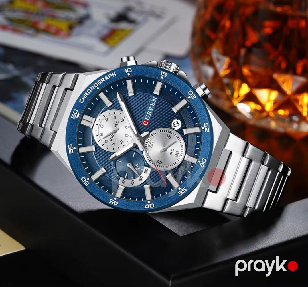 Kişi qol saatı Curren CN 8481 Silver/Blue — Mallar, Bakı (3)
