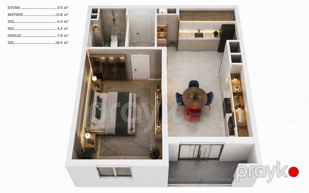 1-otaqlı yeni tikili, 8-ci mkr., 50 m² — Mənzil, Bakı (7)
