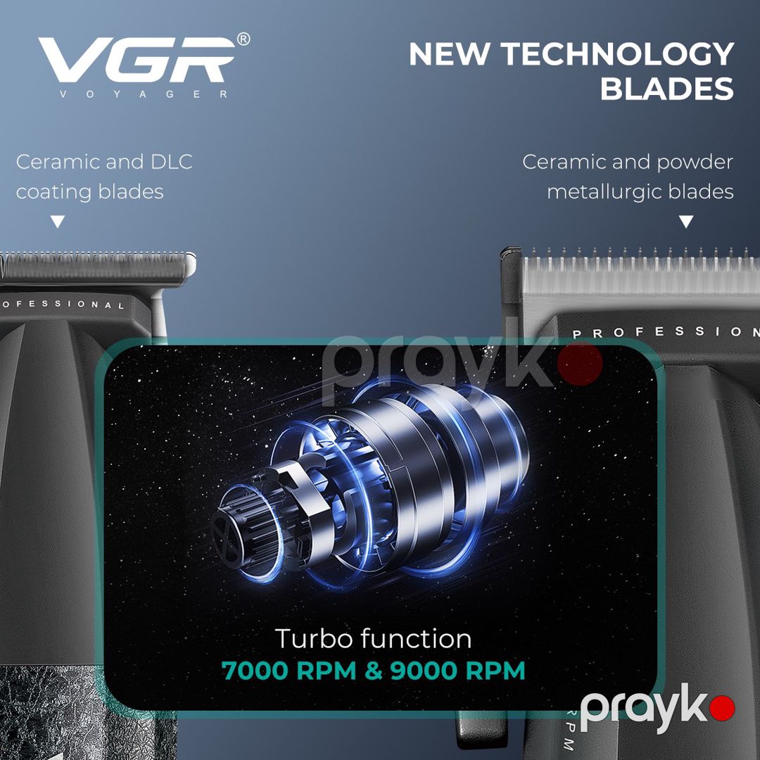 Professional təraş aparatı dəsti VGR 640 S3 2500MAH 9000RPM Ceramic Blades Cord/Cordless — Gözəllik və səhiyyə, Bakı (10)