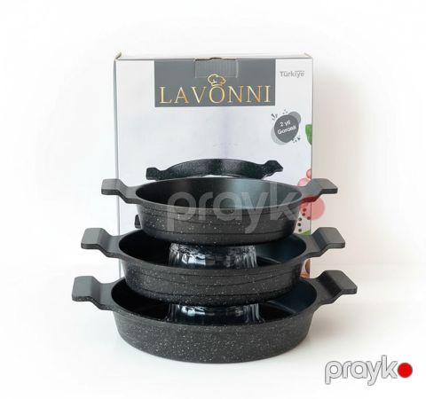 Tava dəsti Lavonni NS17, qara, qranit, 18/20/22 sm, 3 əd — Bakı