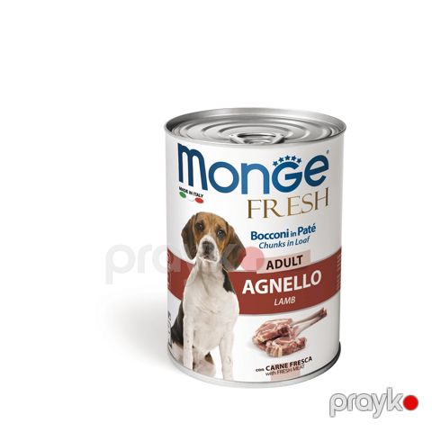Yaşlı itlər üçün super-premium keyfiyyətli nəm yem Monge Fresh Dog paştet quzu əti ilə 400 q — Bakı